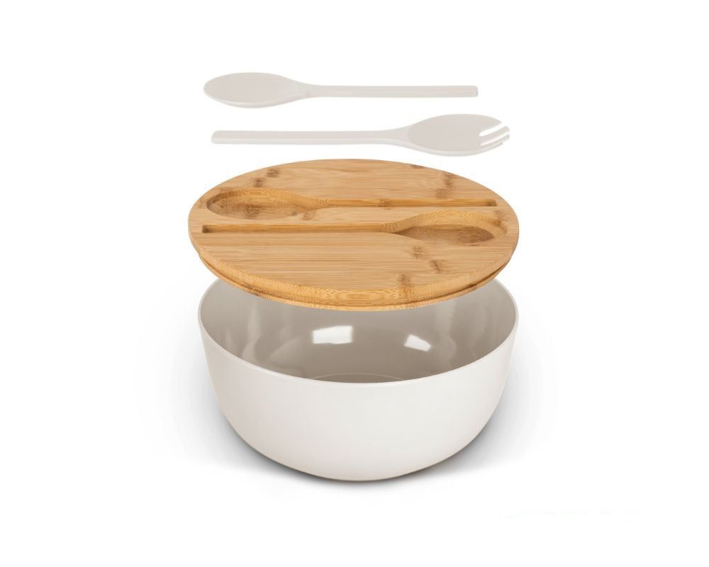 Salatbolle m/lokk og bestikk hvi - Hjem & Fritidsshoppen.no
