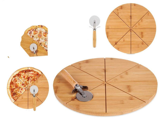 Pizzaservering - Bambusfat med kniv - Fritidsshoppen.nobordkjutkjøkken