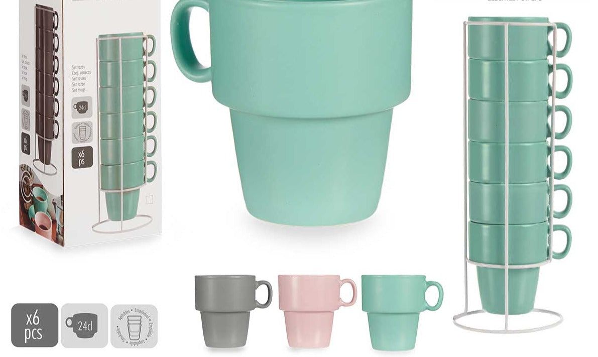 Porselen kaffekopper 6 stk i stativ - Fritidsshoppen.noborddekkkaffekopp