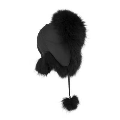 Ræve hue i sort med fyldig rævetrim – vinterlue – Great Greenland