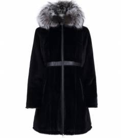 96 Fashion selskinnfrakk med revekant hette