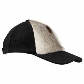 
Caps med front i natur inuitisk selskinn fra Grønland