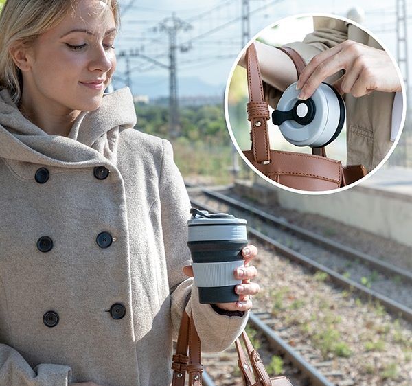 Sammenleggbar silikonkopp Flahsie med flere posisjoner og høyder - Fritidsshoppen.nobigbuybordcoffee to go