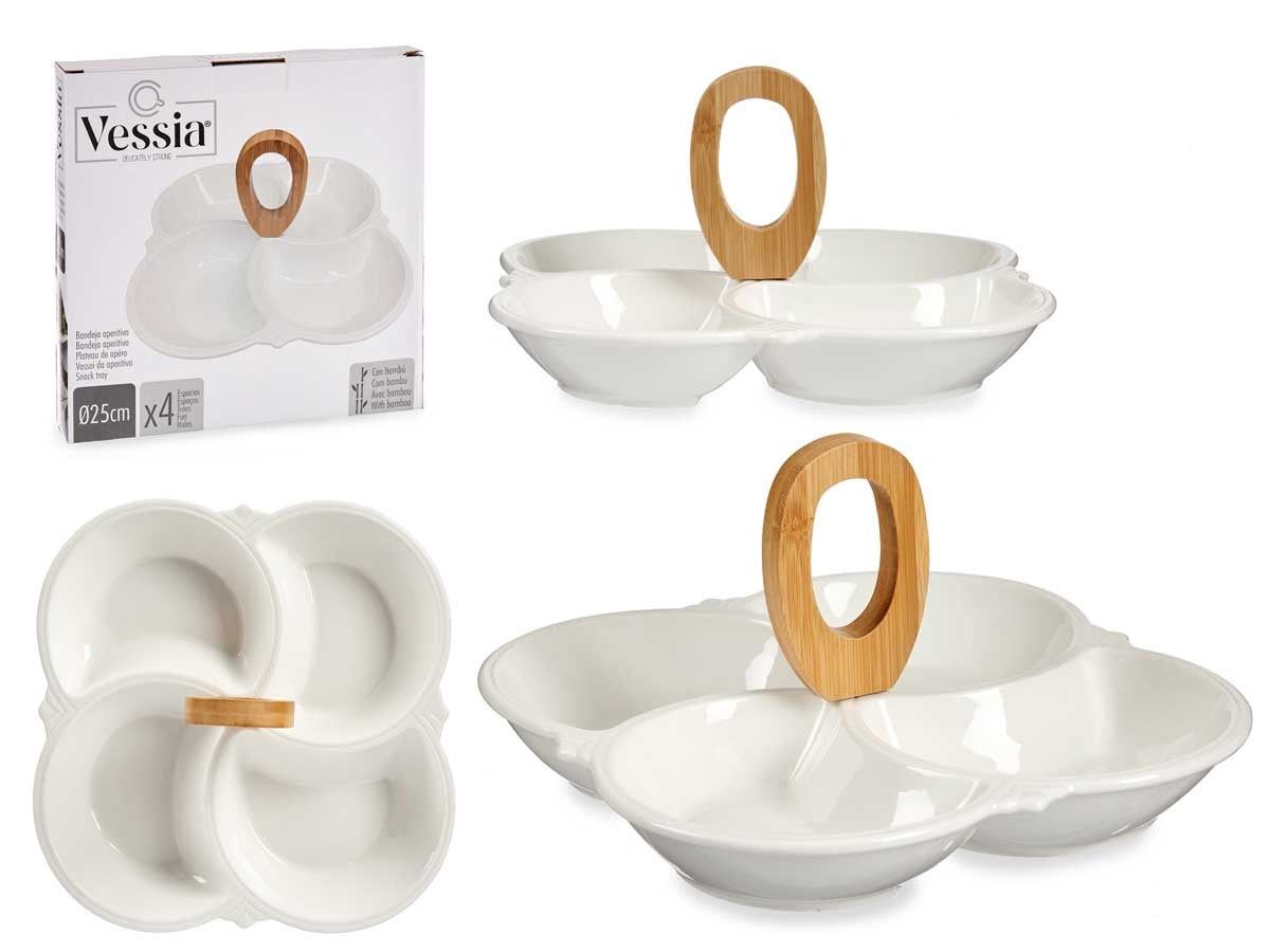 Serveringsfat med 4 rom og håndtak i bambus - Fritidsshoppen.nobordborddekkingfatdekk