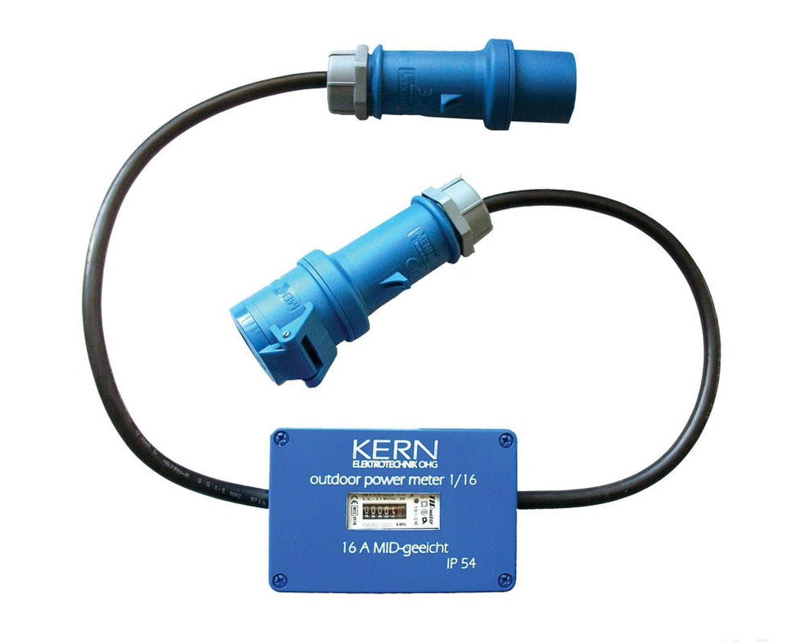 Strømmåler m/2x35cm kabler 220V 16A hann CEE17 + h - Fritidsshoppen.nocasukabelsmartel