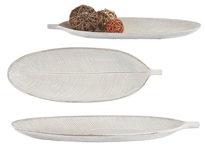 Trefat løvformet hvit 40,5 cm - Fritidsshoppen.noborddekkDekor