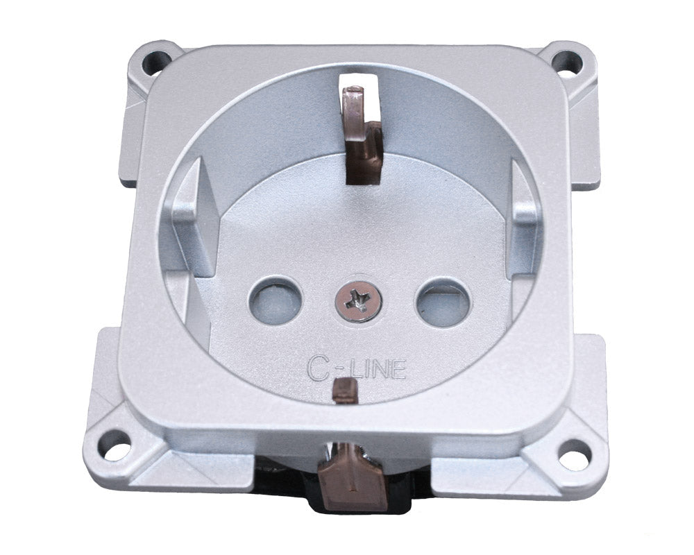 Uttak stikkontakt 230V C - Line u/ramme 50x50mm sølv - Fritidsshoppen.no